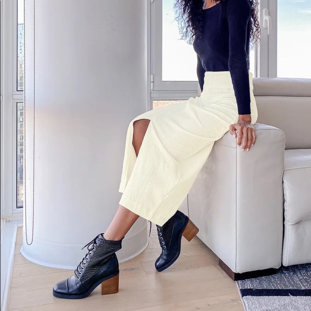 FREE PEOPLE ROXY CREAM RIBBED SKIRT